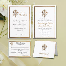 Elegant White with Gold Trim Wedding Stationery 