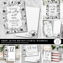 Hand Drawn Botanical Floral Whimsical Wedding