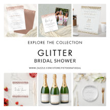 Glitter Bridal Shower Invitations/Supplies