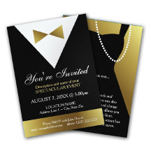 Formal Modern Tuxedo and Dress Invitations