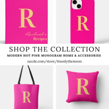 Modern Simple Monogram Hot Pink Gold