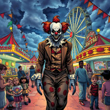 Scary Clown at a Carnival Halloween Party