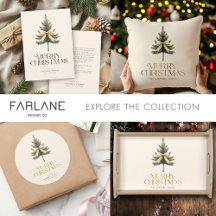 Elegant Merry Christmas Pine Tree Bow Holiday