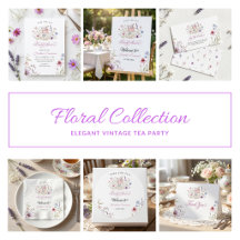Time for tea elegant floral bridal shower suite