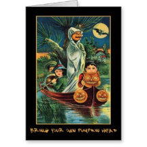 Jack O Lanterns on Water Vintage Halloween Invite