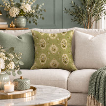 Vintage Shabby Chic White Flowers Sage Pillows