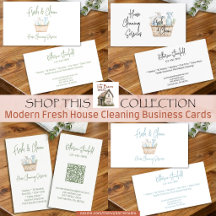 Modern Fresh House Cleaning Service Business Cards
