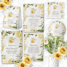 Elegant Yellow Green Floral Tea Party Baby Shower
