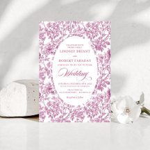 Dusty pink fuchsia toile de jouy wedding