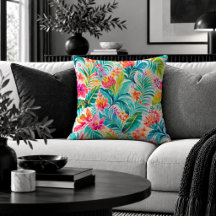 Abstract Eccentric Vibrant Preppy Flowers Pillows