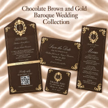 Chocolate Brown Gold Baroque Wedding Collection