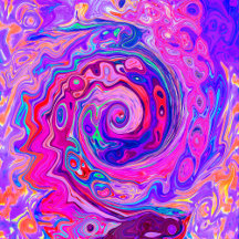 Retro Purple and Orange Abstract Groovy Swirl