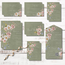 Pastel Floral Modern Green Wedding Suite