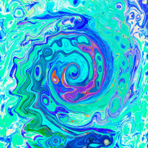 Groovy Abstract Ocean Blue and Green Liquid Swirl