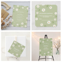 Elegant White Daisies Gender Neutral Baby Shower