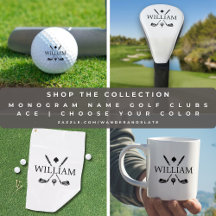 Monogram Name Golf Clubs Ace   Choose Your Color 