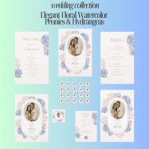 Elegant Floral Watercolor Peonies & Hydrangeas