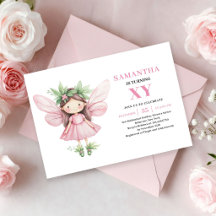Forest Pink Floral Fairy Girl Birthday 82P