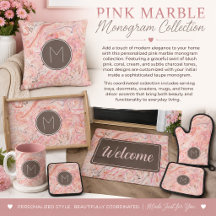 Pink Marble Monogram Home Décor