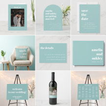 Bold Minimalist Aqua Blue Wedding Suite