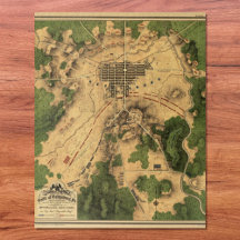 Vintage Restored Map of Battle of Gettysburg, 1863