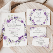 Silver purple wildflowers butterfly baby shower