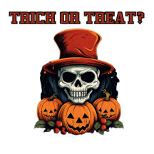 Trick or treat? skull and pumpkin