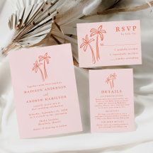 Modern Hand-Drawn Pink and Orange Palm Trees