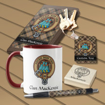 Clan MacKenzie Brown Hunting Tartan and Crest