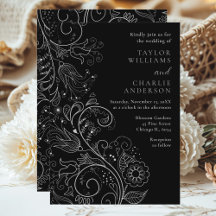Silver and Black Elegant Floral Wedding