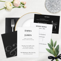 Minimalist Ampersand Wedding Suite | Black & White