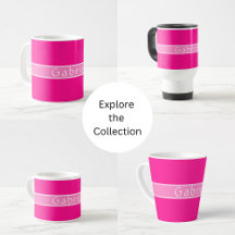 Personalized mugs name design hot pink