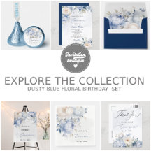 Dusty Blue Floral Quinceanera and Sweet 16 Set