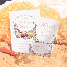 Elegant Wildflower Boho Floral Fall Bridal Shower