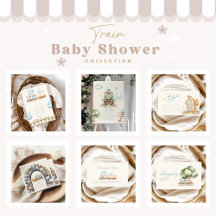 Watercolor Train Baby Shower