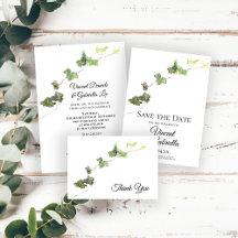 Green English Ivy Watercolor Wedding