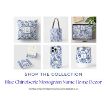 Blue Chinoiserie Monogram Name Home Decor