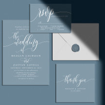 Dusty Blue Modern Minimalist Script Wedding