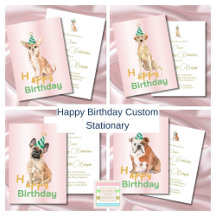 Happy Birthday Dogs Custom Stationary