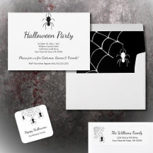 Cute Halloween Party Black White Spiders