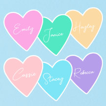 Cute Heart Stickers with Names