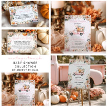 Little Pumpkin Pink Truck Fall Floral Baby Shower