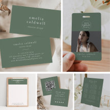 EMELIA Simple Rustic Green Business Card Set