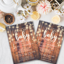 Rustic Wood String Lights Baby Shower