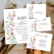 Watercolor Wildflowers In Bloom Baby Shower