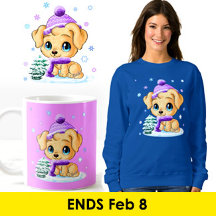 Adorable Winter Puppy Dog by Mei Yu