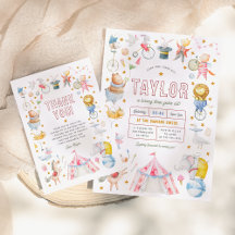 Animal Circus Watercolor Carnival Birthday Party