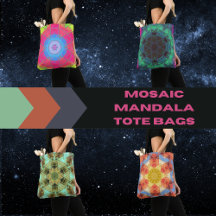 Mosaic Mandala Tote Bags