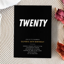 Simple Black & Gold Birthday Party Invitations