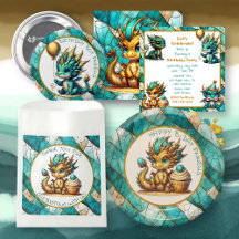 Gold and Teal Dragon Themed Birthday Party